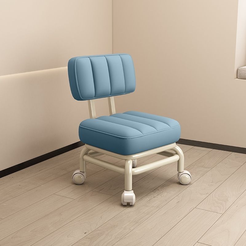 Nordic Wheeled Leather Iron Footstool