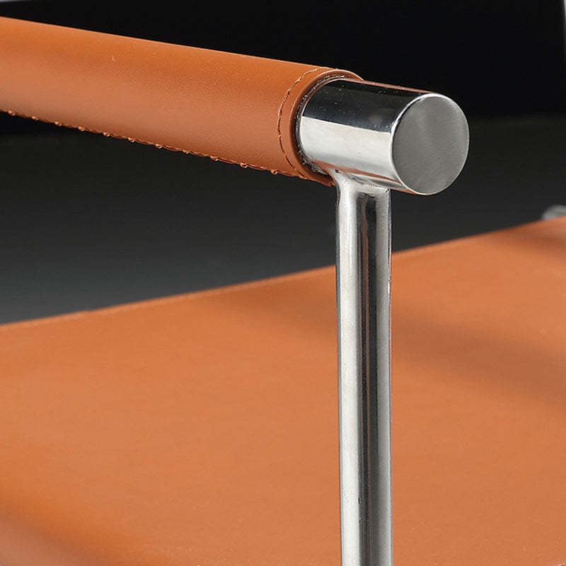 Minimalist Cross Saddle Leather Steel Dining Chair