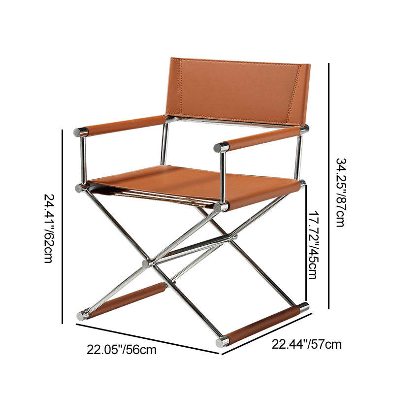 Minimalist Cross Saddle Leather Steel Dining Chair