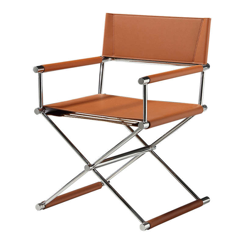 Minimalist Cross Saddle Leather Steel Dining Chair