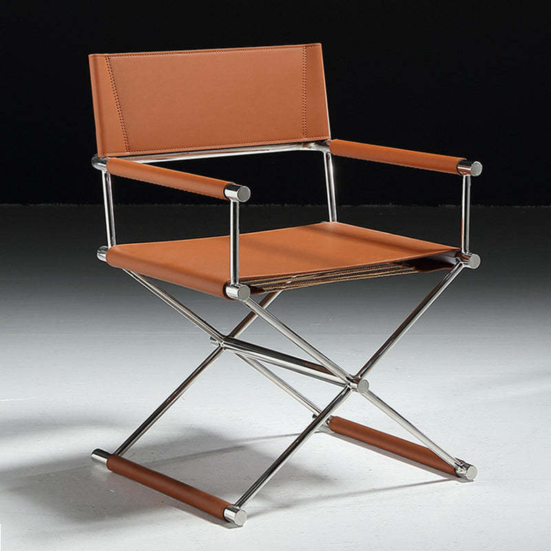 Minimalist Cross Saddle Leather Steel Dining Chair