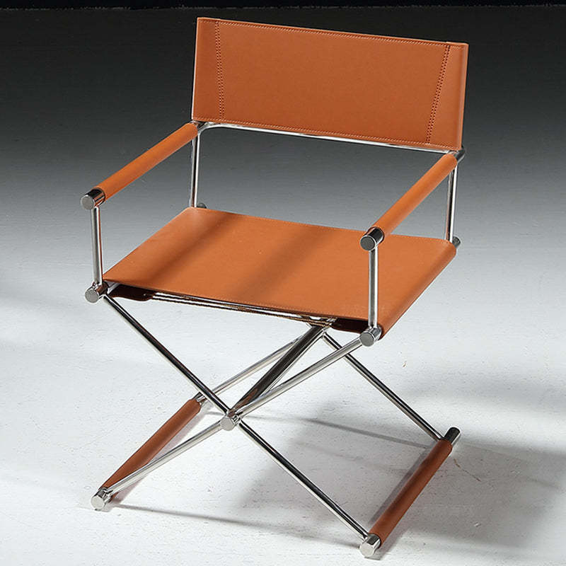 Minimalist Cross Saddle Leather Steel Dining Chair