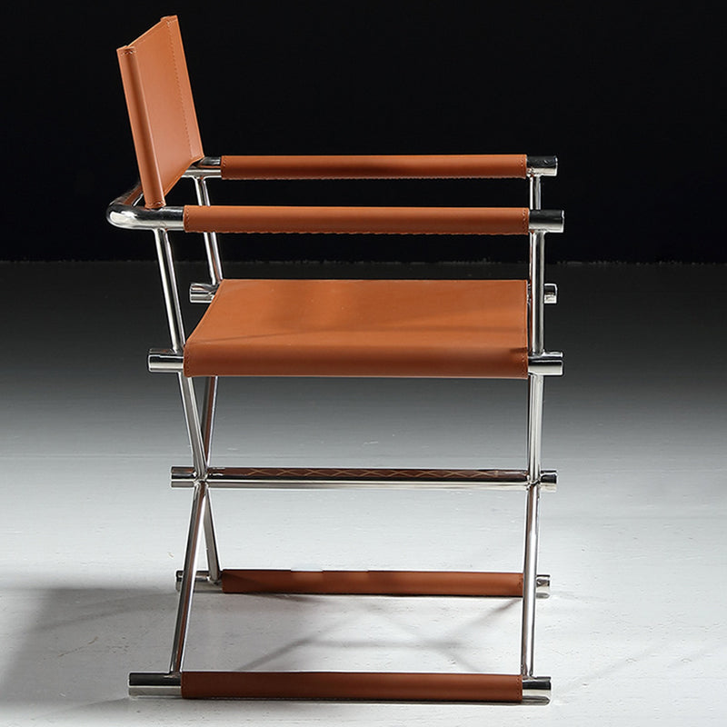 Minimalist Cross Saddle Leather Steel Dining Chair