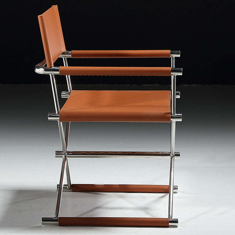 Minimalist Cross Saddle Leather Steel Dining Chair