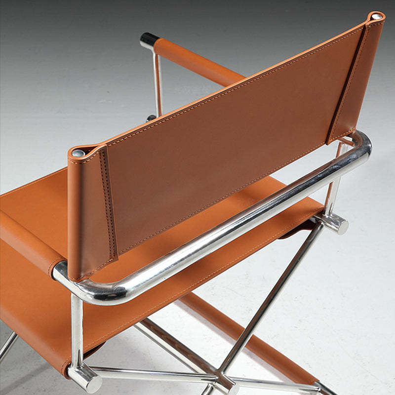 Minimalist Cross Saddle Leather Steel Dining Chair