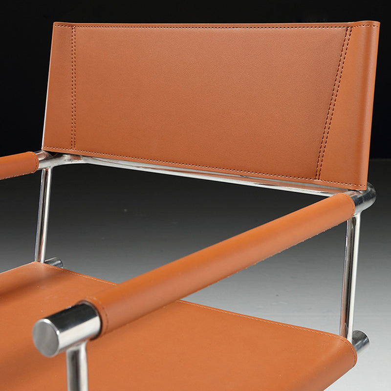 Minimalist Cross Saddle Leather Steel Dining Chair