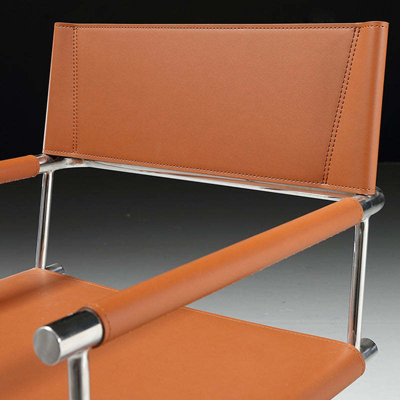 Minimalist Cross Saddle Leather Steel Dining Chair