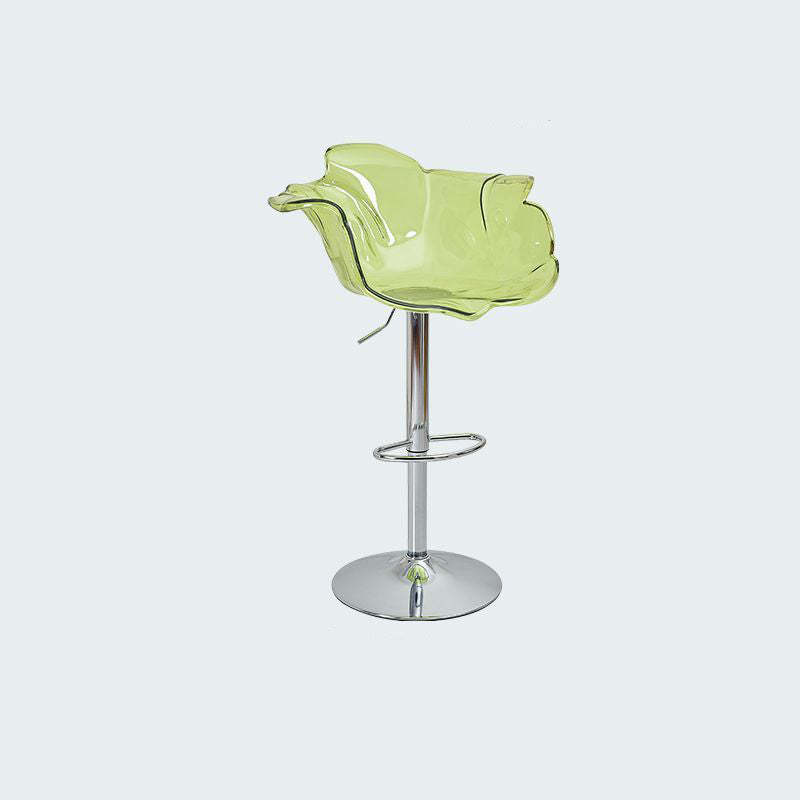 Nordic Bud Injection Iron Bar Stool — Silver Electroplating / Orange