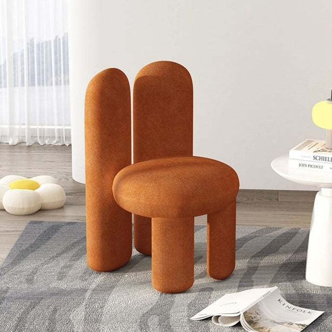 Nordic Rabbit Ears Lambswool Wood Vanity Stool