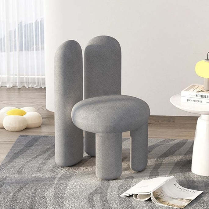 Nordic Rabbit Ears Lambswool Wood Vanity Stool
