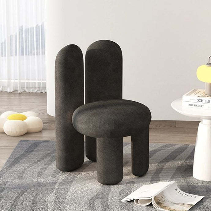 Nordic Rabbit Ears Lambswool Wood Vanity Stool