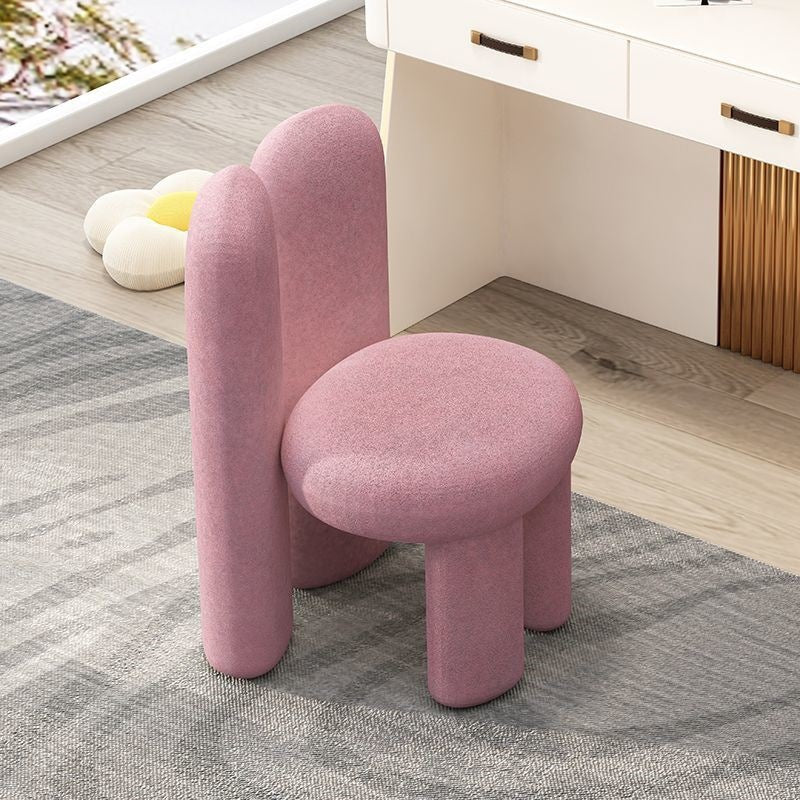 Nordic Rabbit Ears Lambswool Wood Vanity Stool