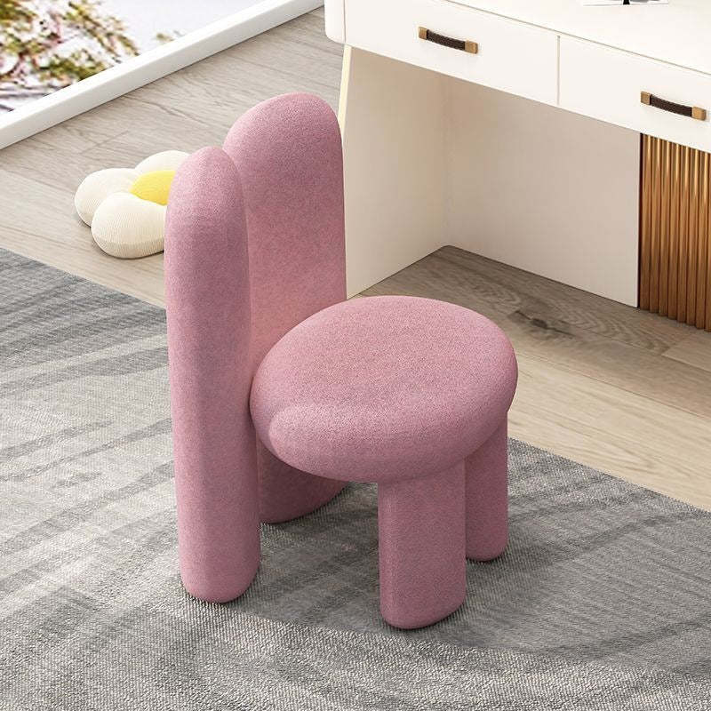 Nordic Rabbit Ears Lambswool Wood Vanity Stool