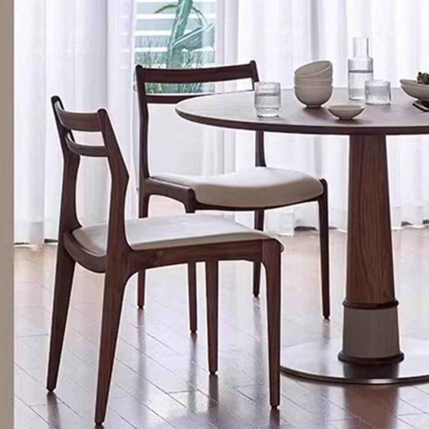 Retro Leather Ash Dining Chair — Black / Black