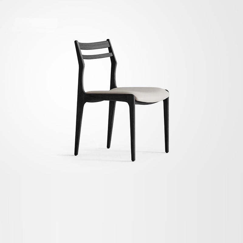 Ash retro walnut leather dining chairs & benches, Lighom — Off White / Black