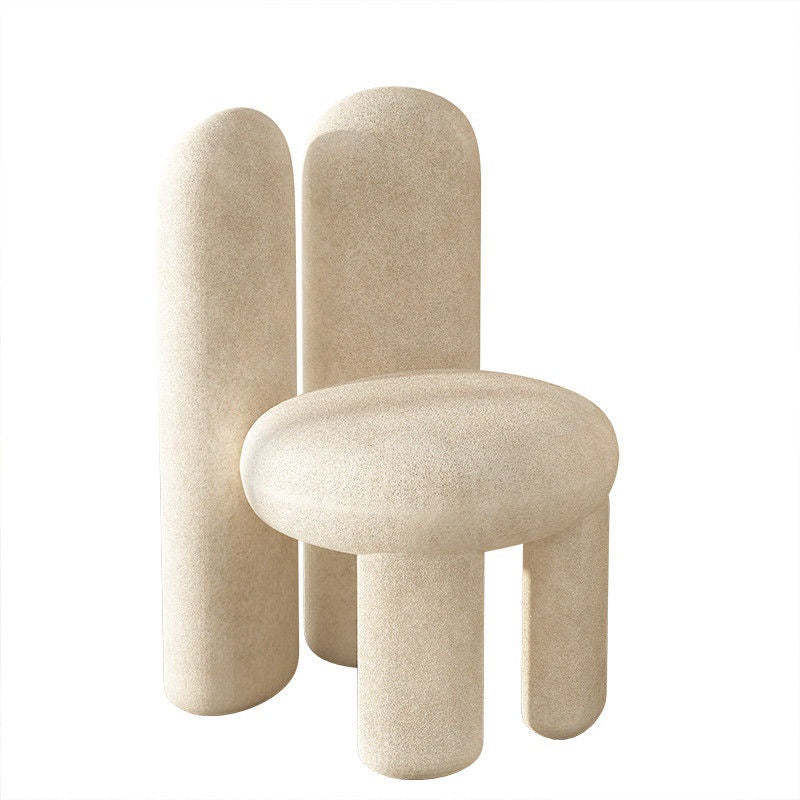 Nordic Rabbit Ears Lambswool Wood Vanity Stool