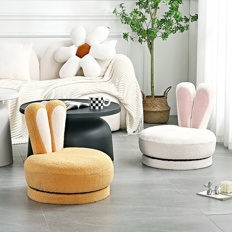 Rabbit Ears Swivel Lambswool Wood Low Stool