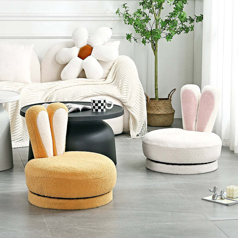 Rabbit Ears Swivel Lambswool Wood Low Stool