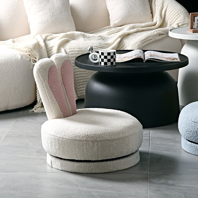 Rabbit Ears Swivel Lambswool Wood Low Stool