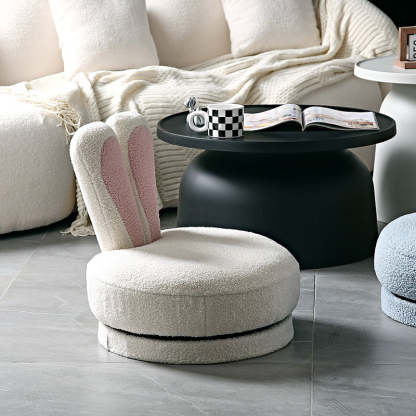 Rabbit Ears Swivel Lambswool Wood Low Stool