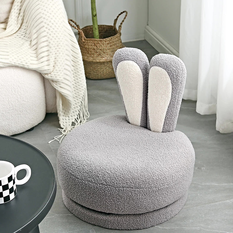 Rabbit Ears Swivel Lambswool Wood Low Stool