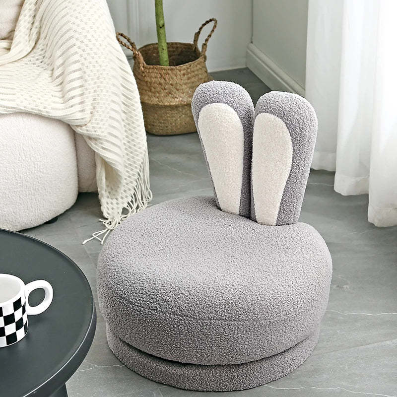 Rabbit Ears Swivel Lambswool Wood Low Stool
