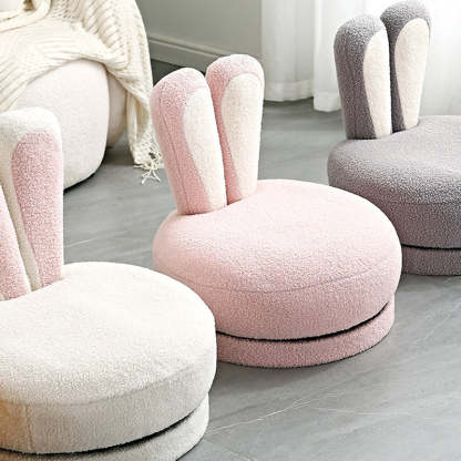 Rabbit Ears Swivel Lambswool Wood Low Stool