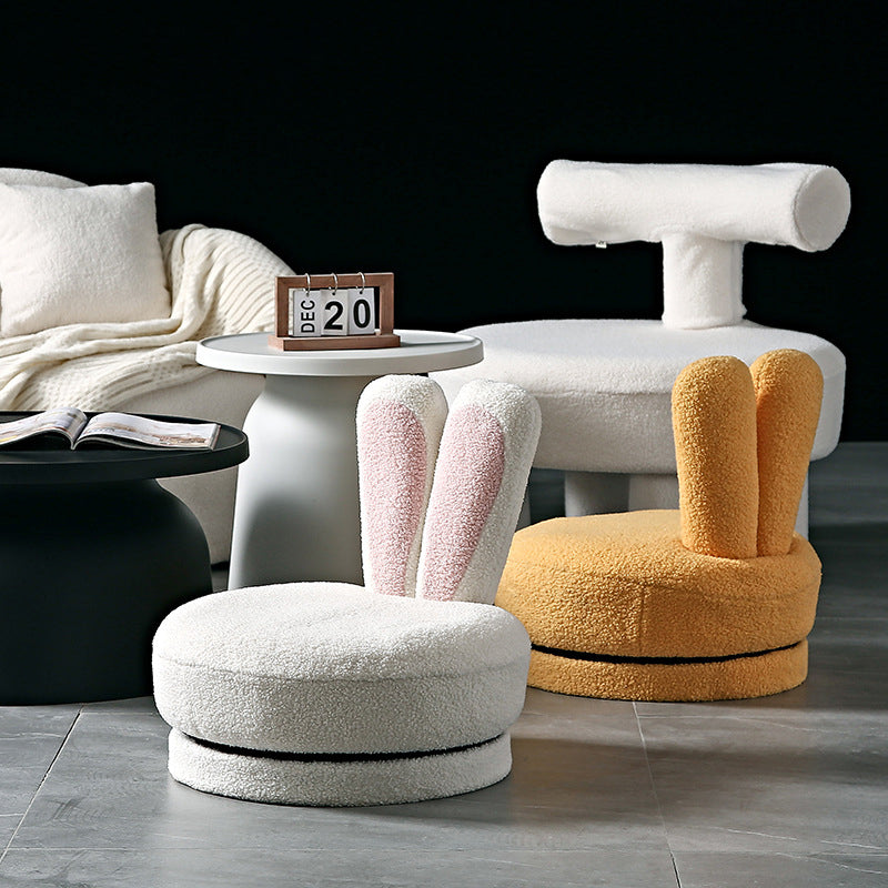 Rabbit Ears Swivel Lambswool Wood Low Stool