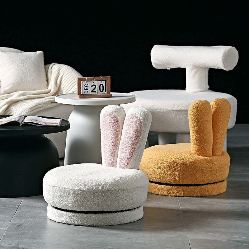 Rabbit Ears Swivel Lambswool Wood Low Stool