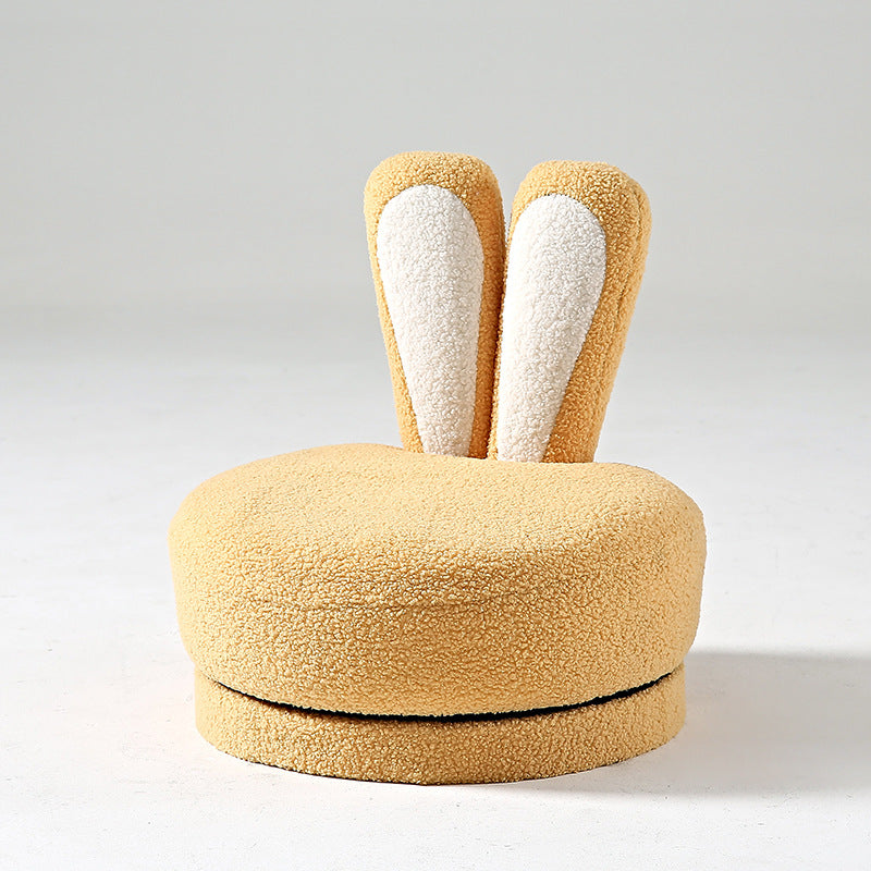 Rabbit Ears Swivel Lambswool Wood Low Stool