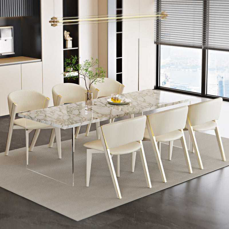 Scandinavian Sector PU Steel Dining Chair — Milky White Color