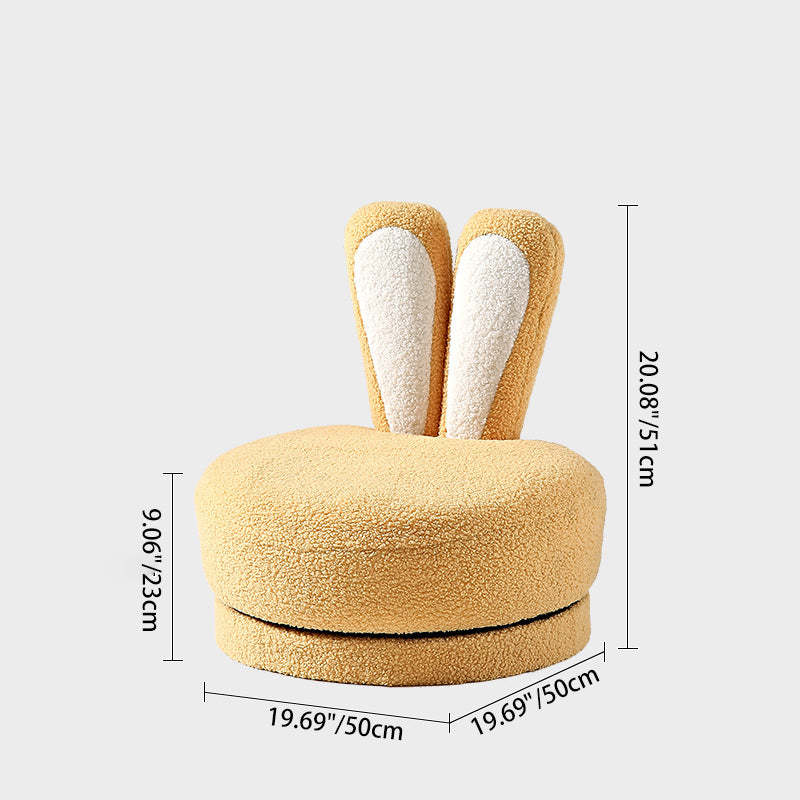 Rabbit Ears Swivel Lambswool Wood Low Stool — Gray