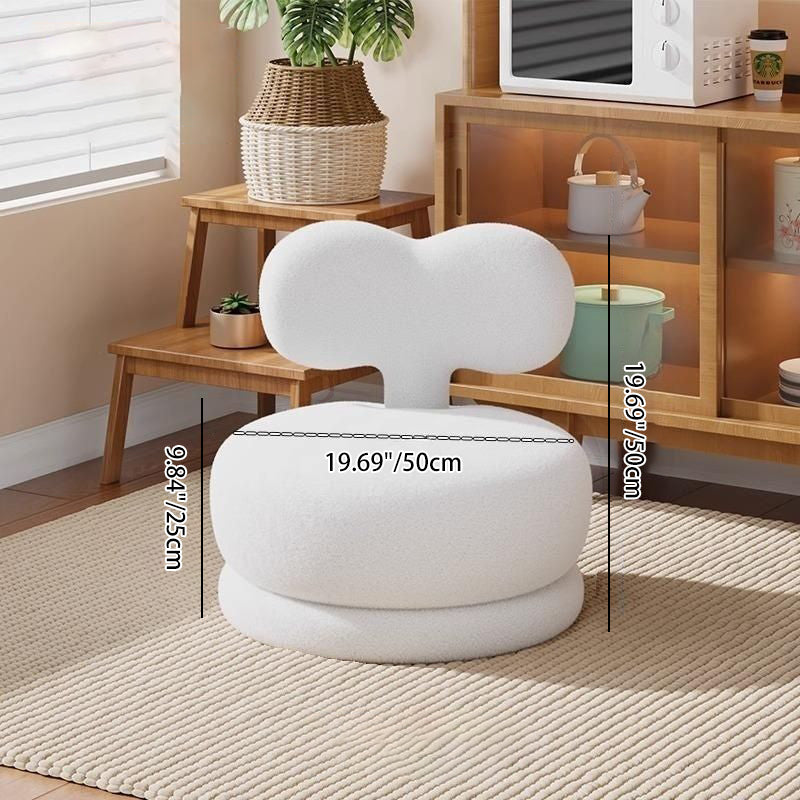 Contemporary Swivel Lambswool Low Stool — Bow / Pink