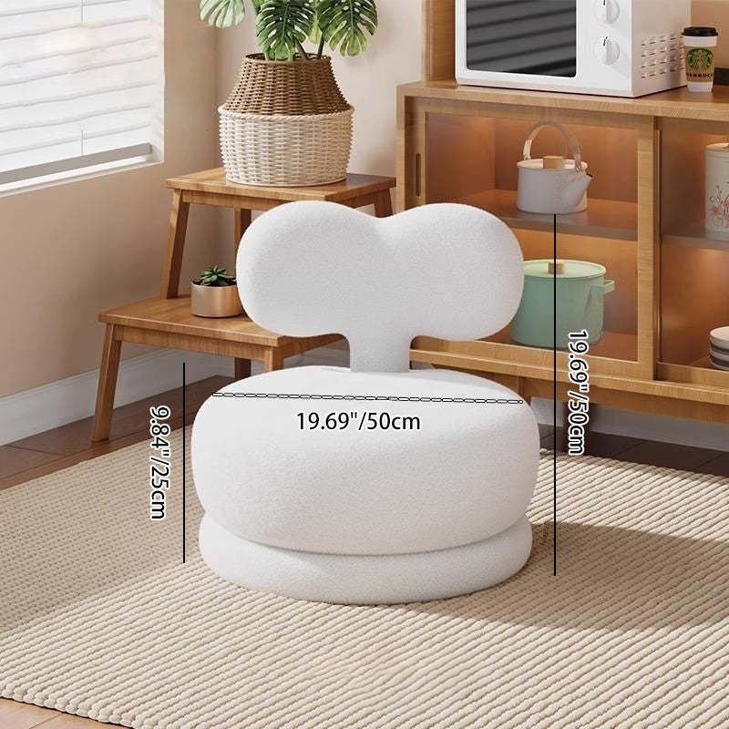 Contemporary Swivel Lambswool Low Stool — Bow / Pink