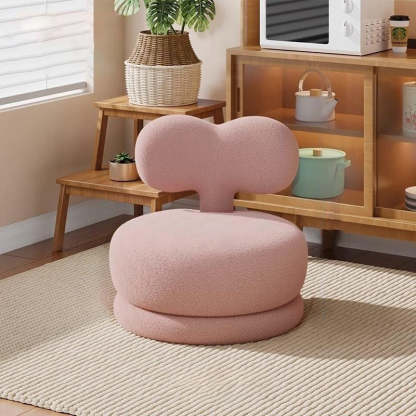 Contemporary Swivel Lambswool Low Stool — Half Arc / Yellow