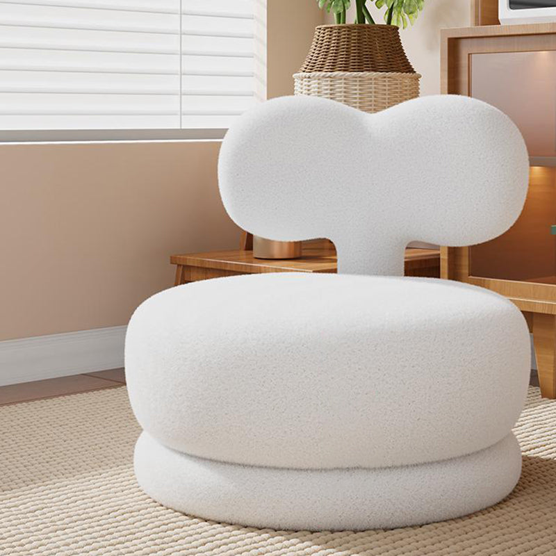 Contemporary Swivel Lambswool Low Stool — Rabbit Ears / Pink