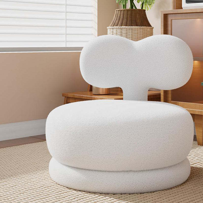 Contemporary Swivel Lambswool Low Stool — Rabbit Ears / Pink