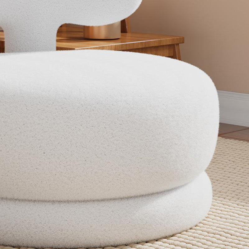 Contemporary Swivel Lambswool Low Stool — Half Arc / White