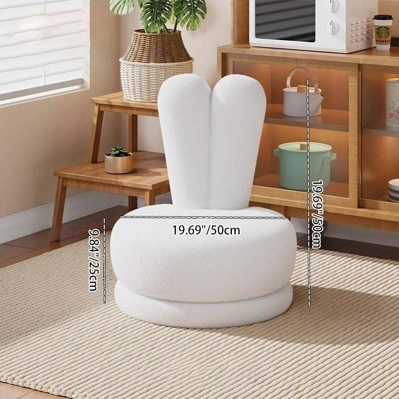 Contemporary Swivel Lambswool Low Stool — Bow / White