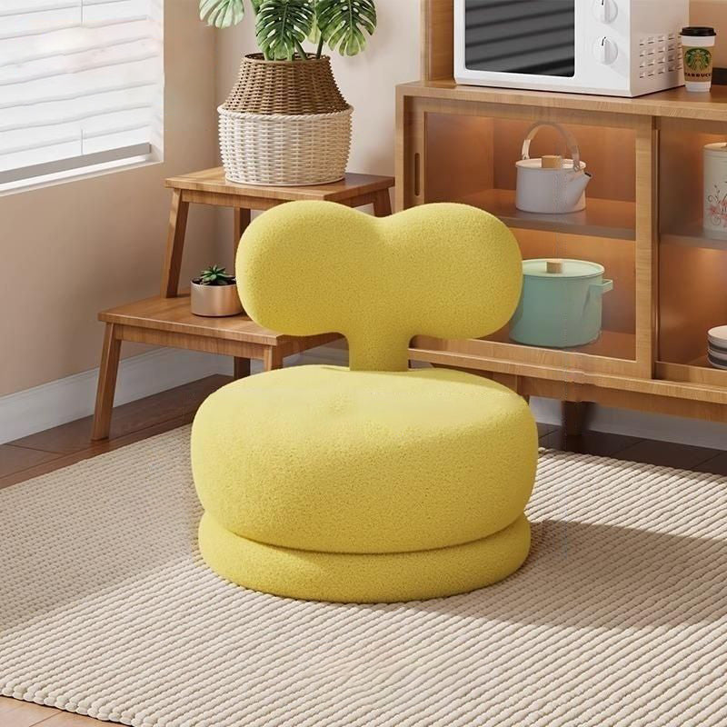 Contemporary Swivel Lambswool Low Stool