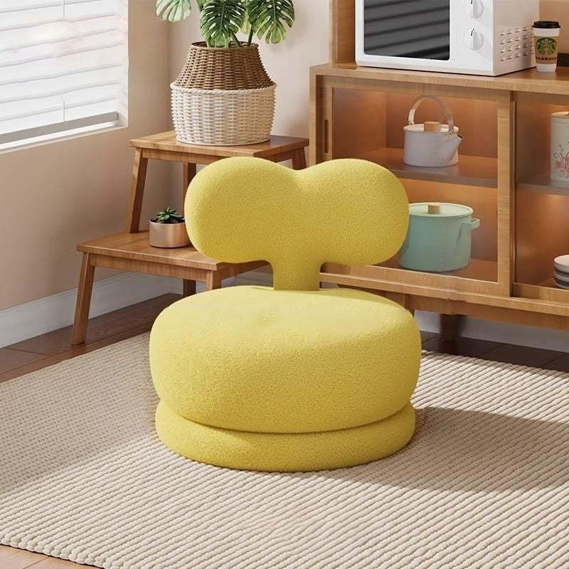 Contemporary Swivel Lambswool Low Stool