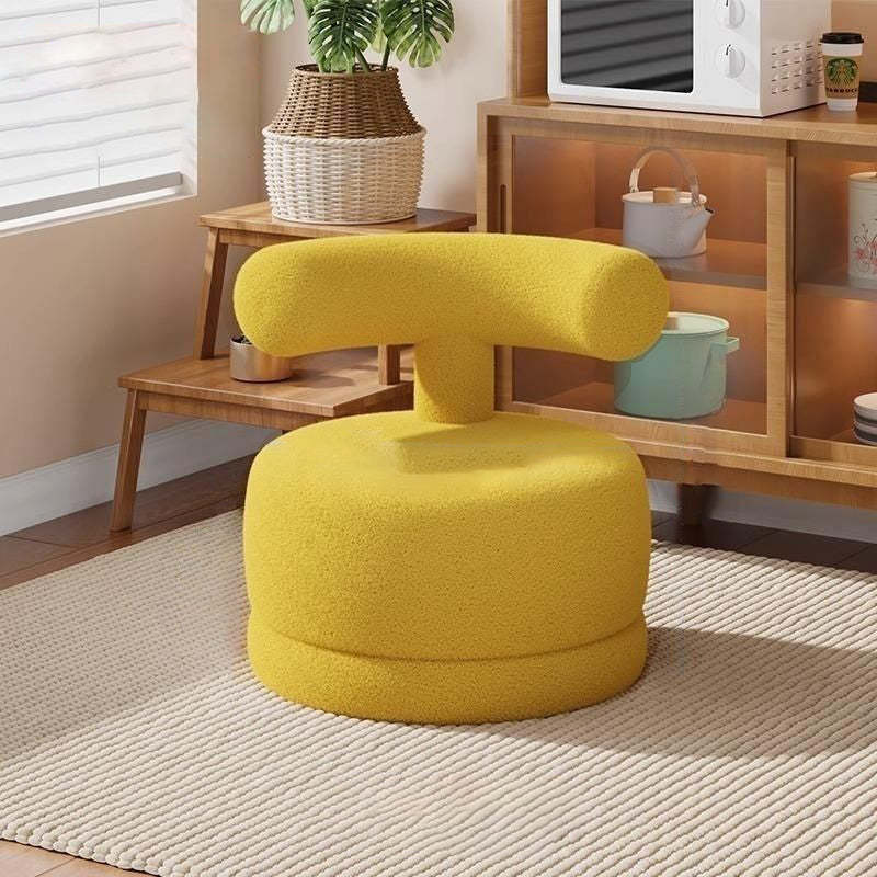 Contemporary Swivel Lambswool Low Stool