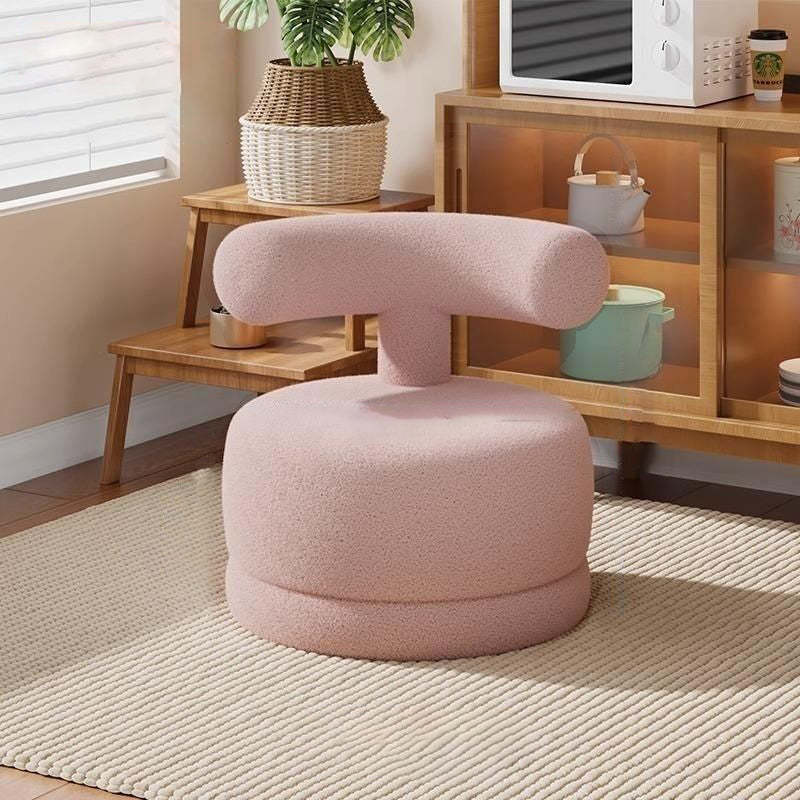 Contemporary Swivel Lambswool Low Stool
