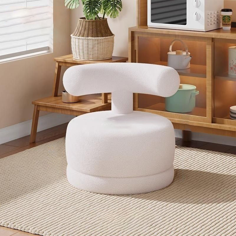 Contemporary Swivel Lambswool Low Stool — Rabbit Ears / Yellow