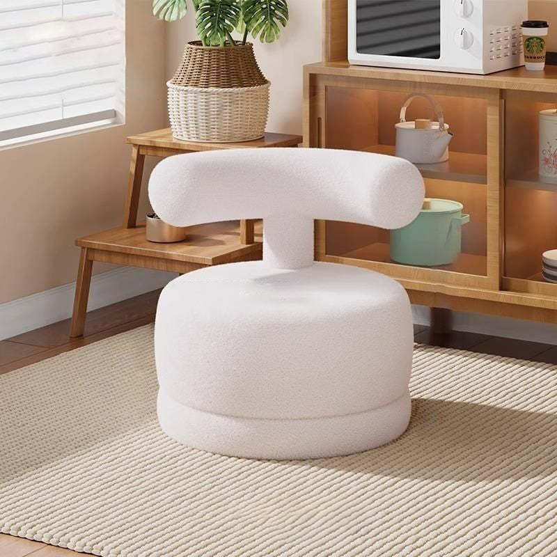 Contemporary Swivel Lambswool Low Stool — Rabbit Ears / Yellow
