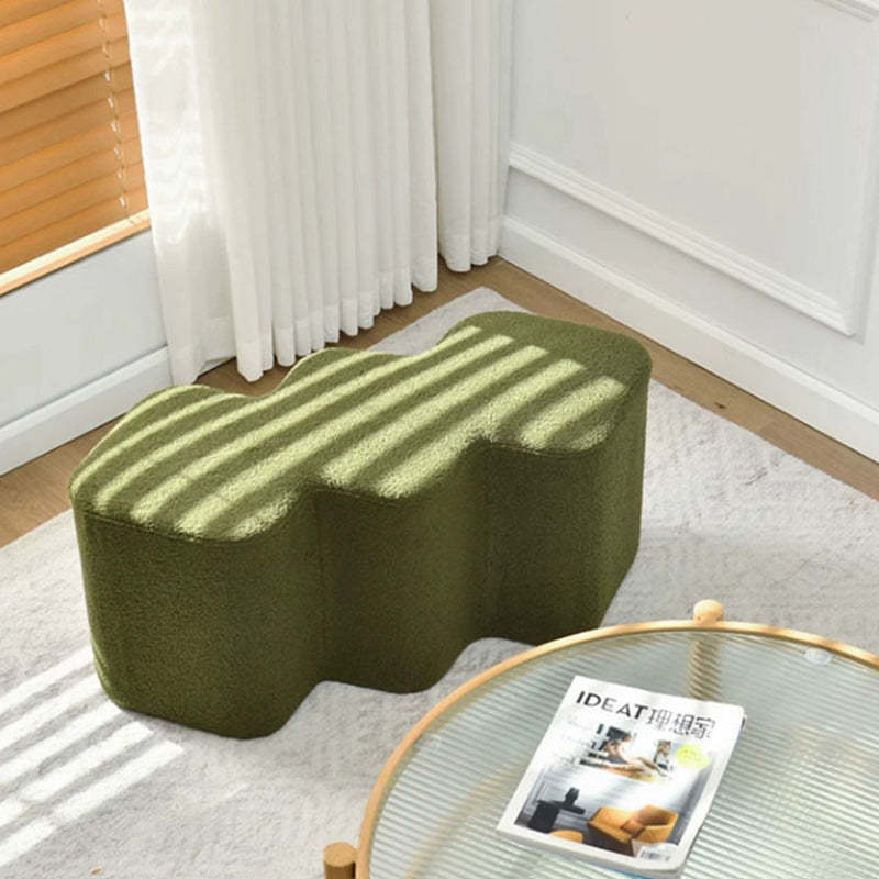 Nordic Lambswool Wood Splicing Footstool