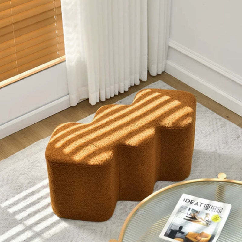 Nordic Lambswool Wood Splicing Footstool