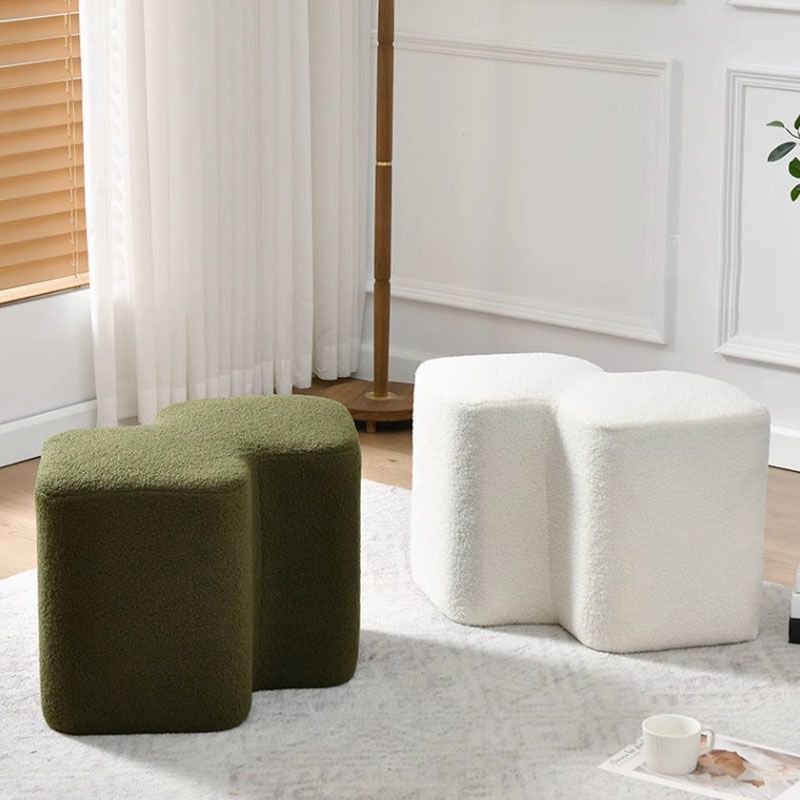 Nordic Lambswool Wood Splicing Footstool — Dark Green