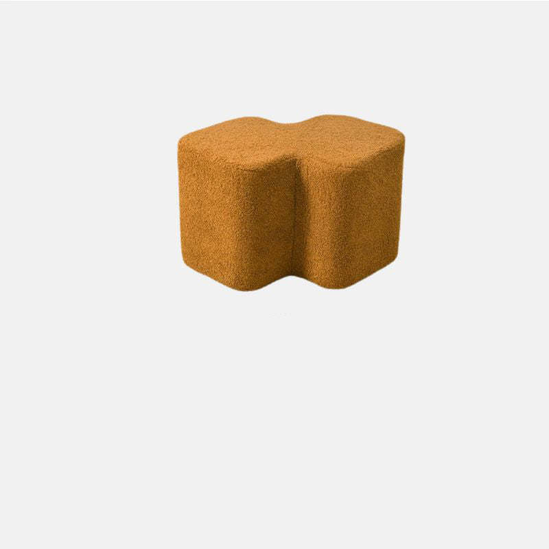 Nordic footstool lambswool footstools in wood — 24" L x 13" W x 15" H / Caramel