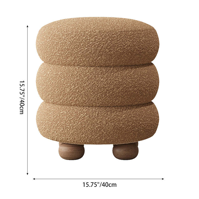 Nordic Candied-Haws Lambswool Solid Wood Backless Footstool — Green